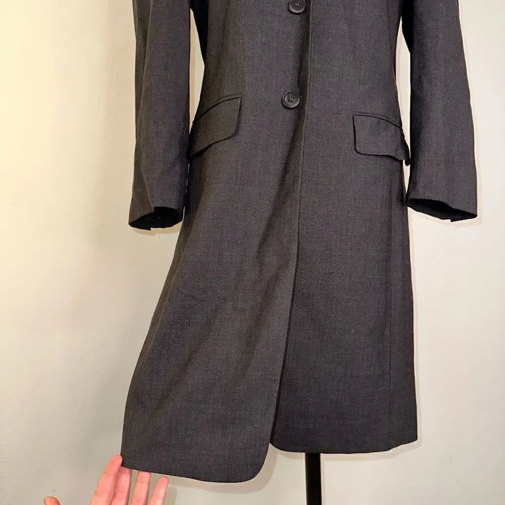 Liz Claiborne Collection Wool Blend Charcoal Gray Blazer Coat‎ Modest Career